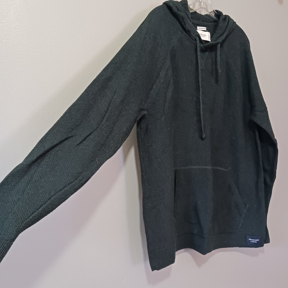 Abercrombie and Fitch Forest Green Hoodie Knit Cotton Cashmere XL - Picture 4 of 5